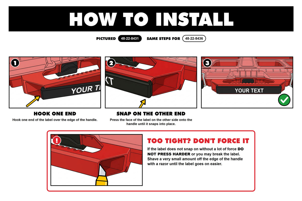 How to install the low-profile snap-on label