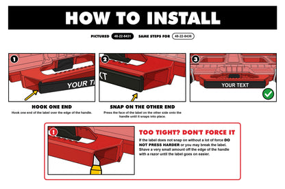 How to install the low-profile snap-on label